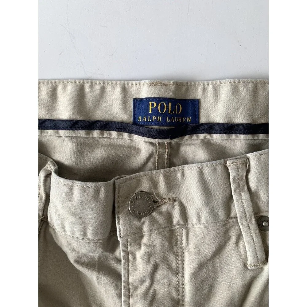 Polo Ralph Lauren Pants Khaki 34x30 Cotton Blend Flat Front Zip‎ Straight Mens